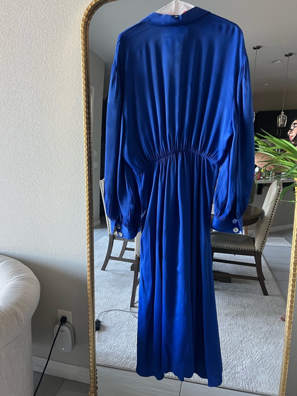FARM Rio Cobalt Blue Tie-Waist Long Sleeve Midi Dress - Picture 3 of 3